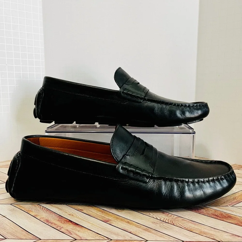 Allen Edmonds Lewis Penny Loafer Mens 9 D Black Leather Driving Mocs Preppy 7770